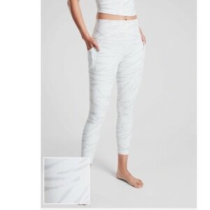 Athleta Salutation Stash Tight Leggings White Gray Print Medium